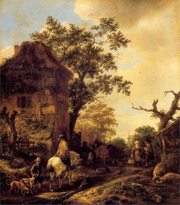 Ostade, Isaack Jansz. van The Outskirts of a Village with a Horseman China oil painting art